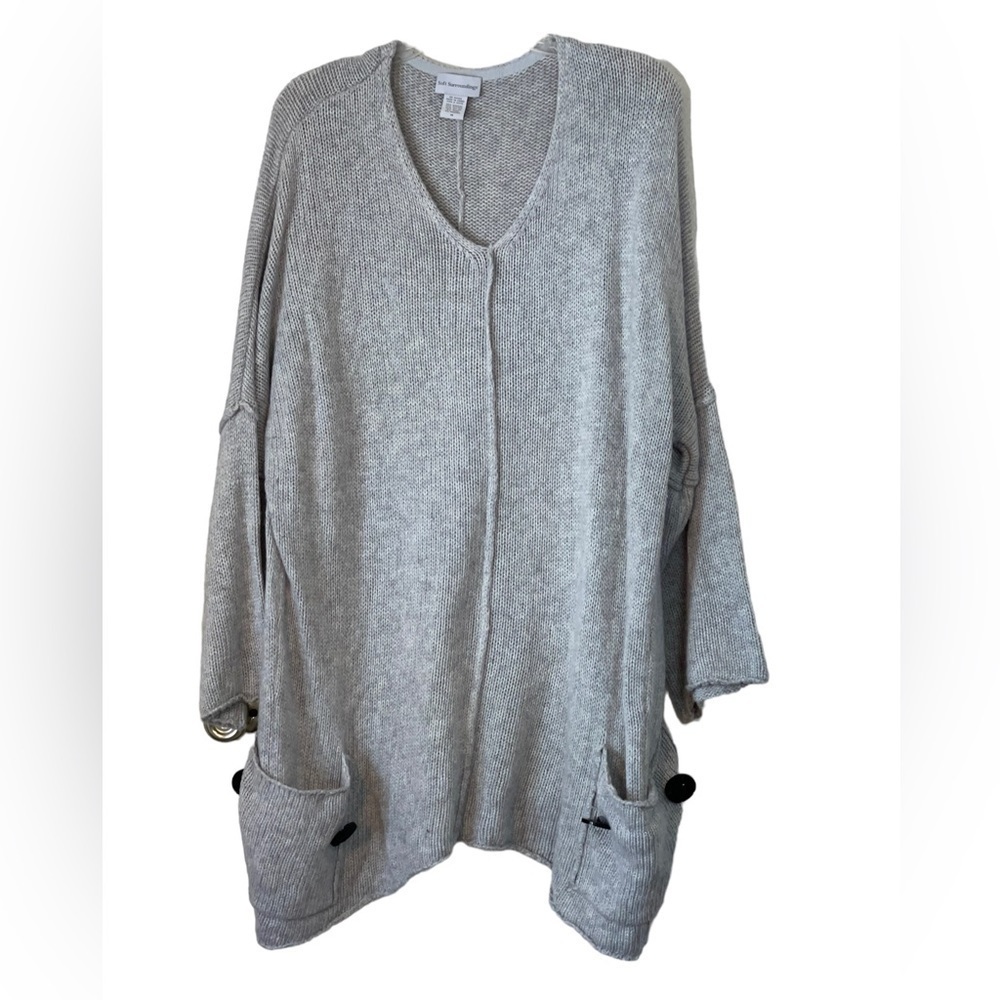 Soft Surroundings over sized V-neck sweater. Wool/ angora blend. Size med. GUC